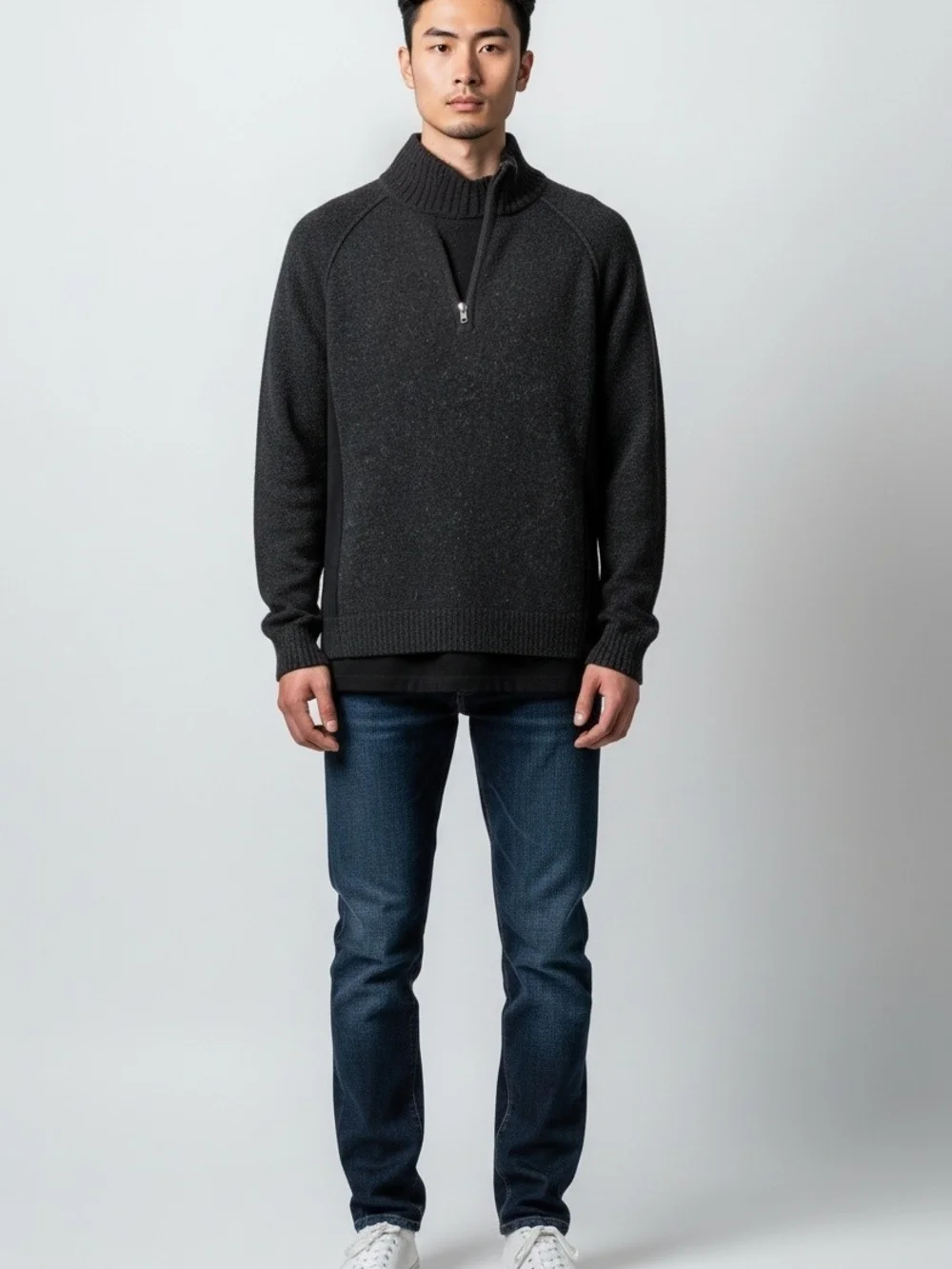 Columbia Men's Charcoal Half-Zip Knit Sweater Size M